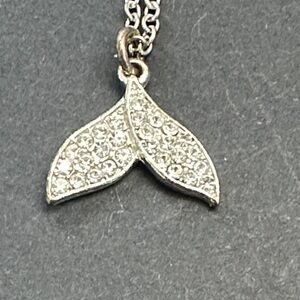 Sparkling Silver Whale Tail Necklace